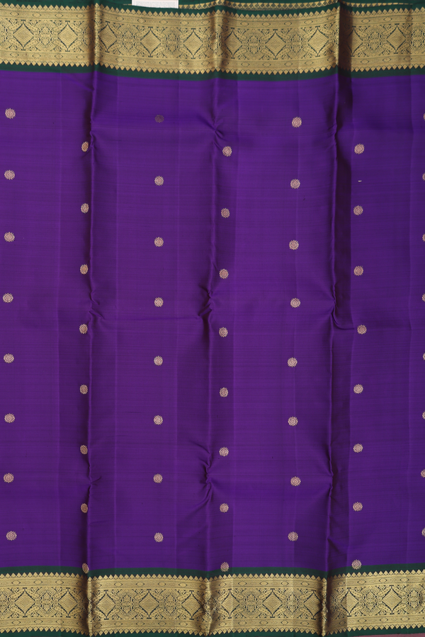 Kanchipuram Silk Saree In Royal Purple With Floral Buttas