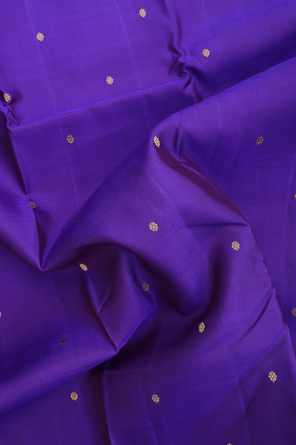 Kanchipuram Silk Saree In Royal Purple With Floral Buttas