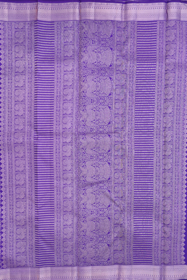 Kanchipuram Silk Saree In Royal Purple With Floral Design