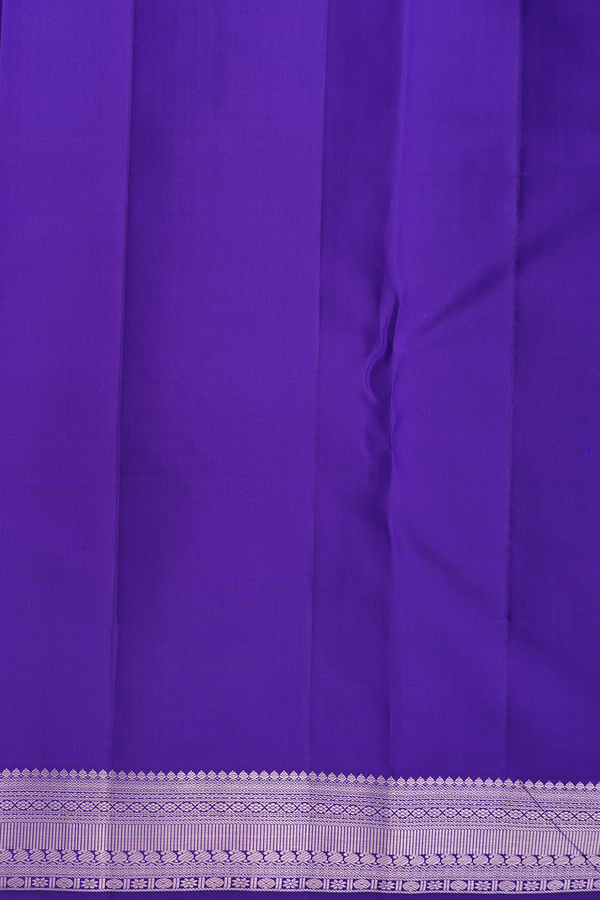 Kanchipuram Silk Saree In Royal Purple With Floral Design