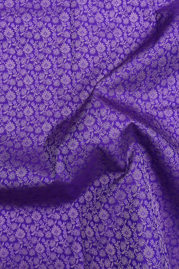 Kanchipuram Silk Saree In Royal Purple With Floral Design