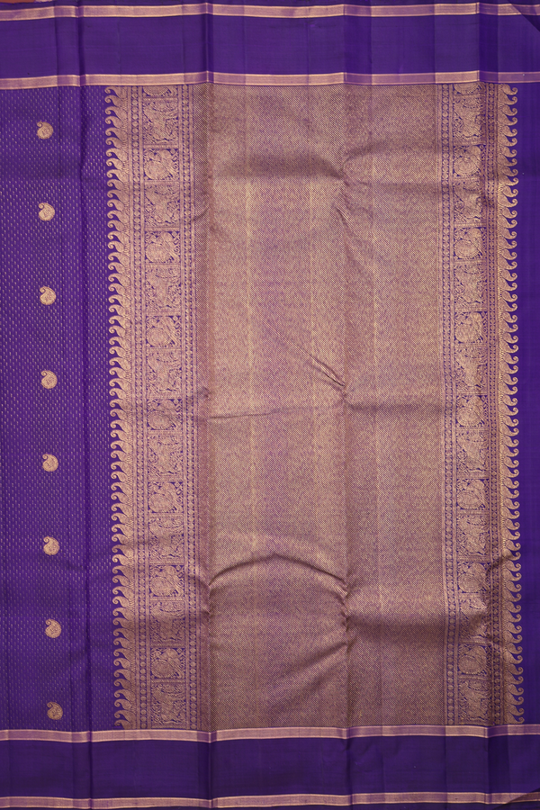 Kanchipuram Silk Saree In Royal Purple With Paisley Buttas