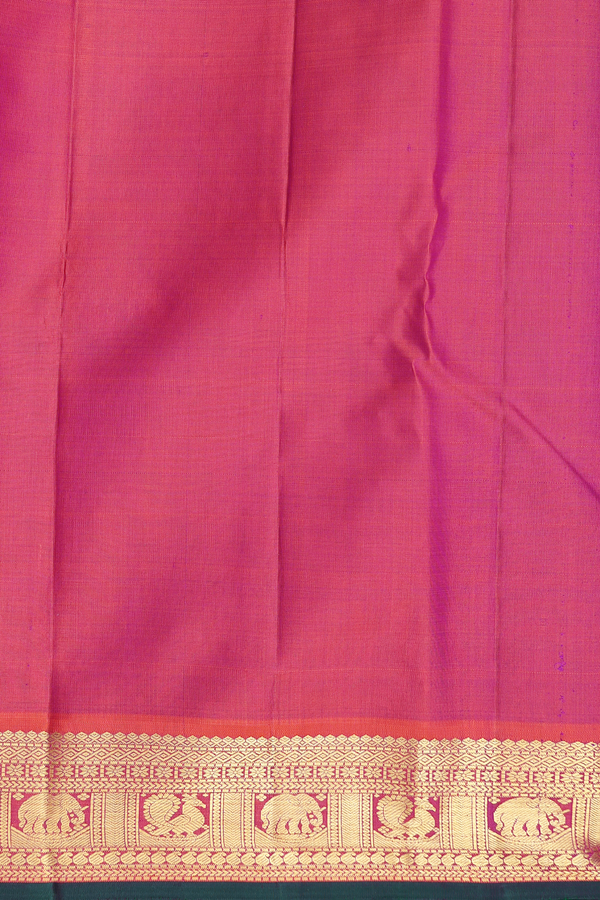 Kanchipuram Silk Saree In Royal Purple With Peacock Buttas