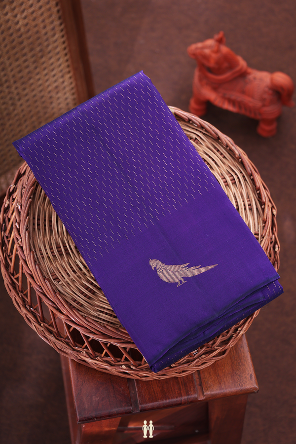 Kanchipuram Silk Saree In Royal Purple With Stripes Design