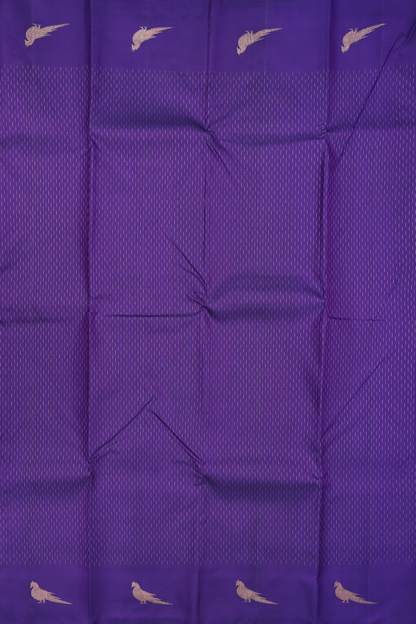 Kanchipuram Silk Saree In Royal Purple With Stripes Design