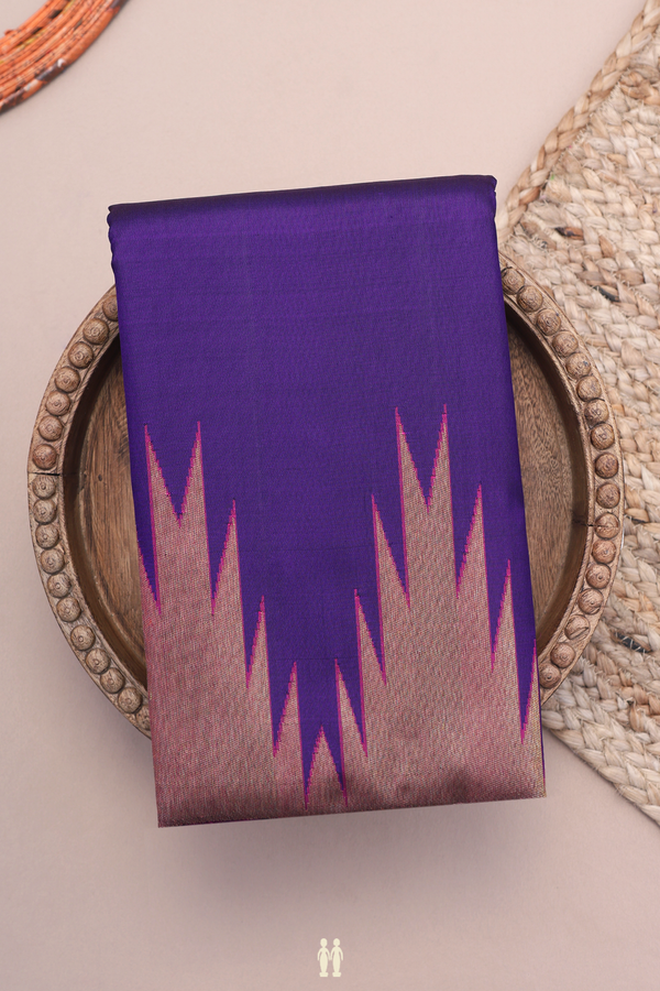 Kanchipuram Silk Saree In Royal Purple With Temple Border