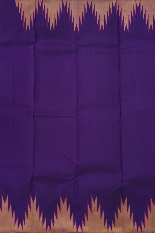 Kanchipuram Silk Saree In Royal Purple With Temple Border