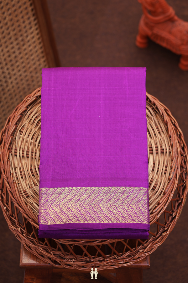 Kanchipuram Silk Saree In Royal Purple With Zari Border