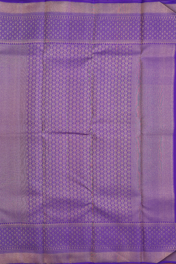 Kanchipuram Silk Saree In Royal Purple With Zari Buttas