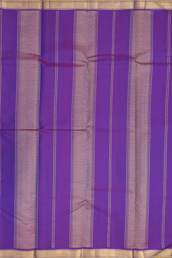 Kanchipuram Silk Saree In Royal Purple With Zari Buttas
