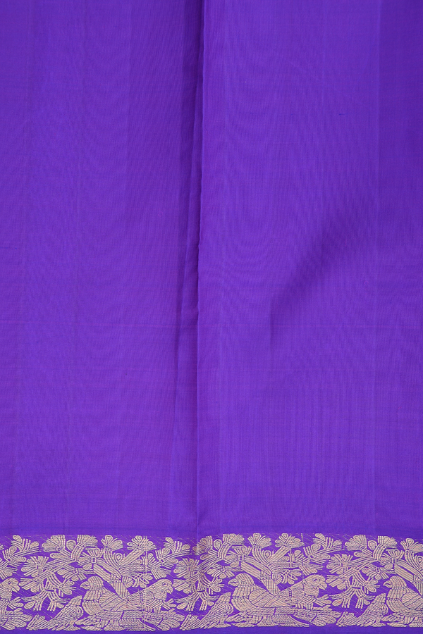 Kanchipuram Silk Saree In Royal Purple With Zari Buttas
