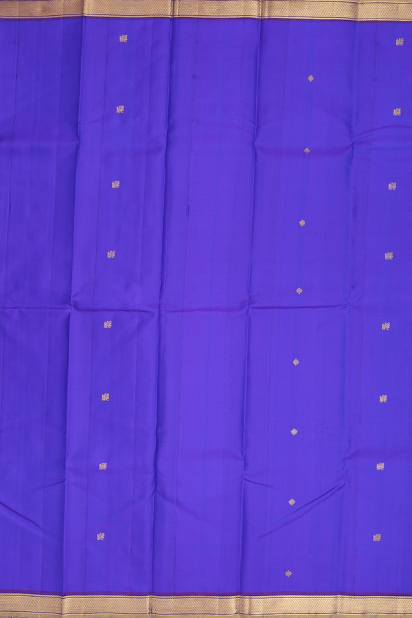 Kanchipuram Silk Saree In Royal Purple With Zari Buttas