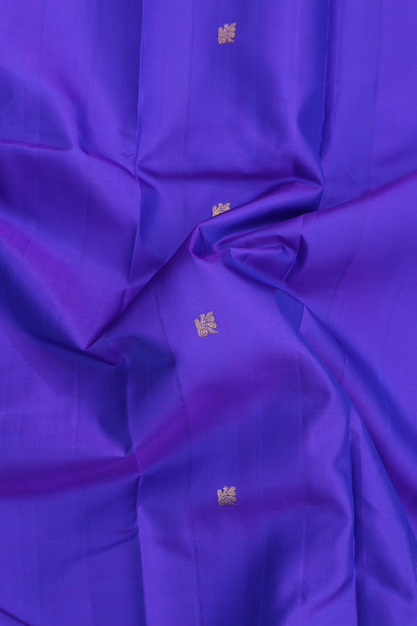 Kanchipuram Silk Saree In Royal Purple With Zari Buttas