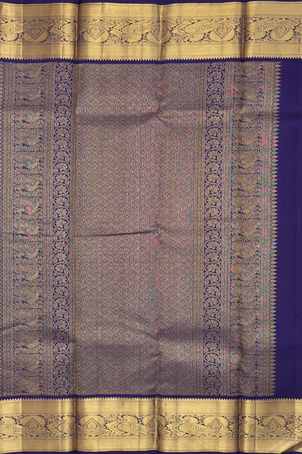 Kanchipuram Silk Saree In Royal Yellow With Checks Design