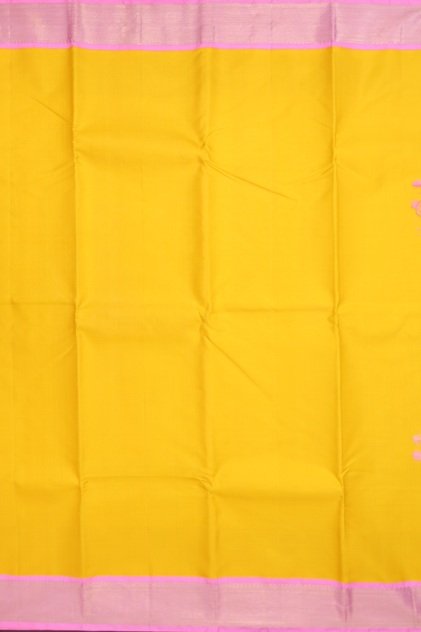 Kanchipuram Silk Saree In Royal Yellow With Korvai Border