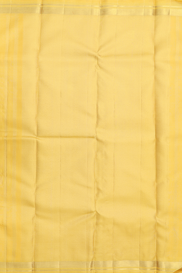 Kanchipuram Silk Saree In Royal Yellow With Zari Buttis