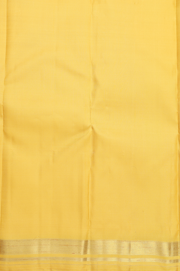 Kanchipuram Silk Saree In Royal Yellow With Zari Buttis