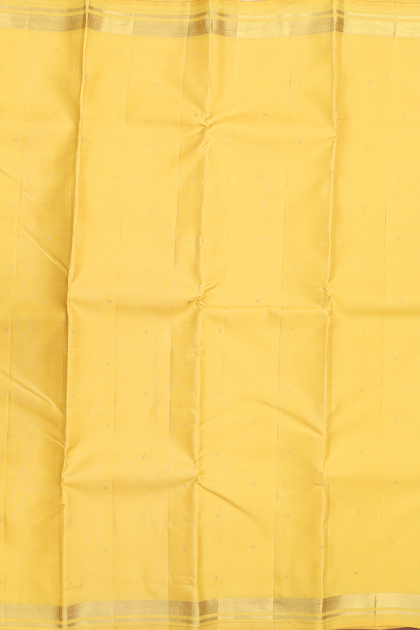 Kanchipuram Silk Saree In Royal Yellow With Zari Buttis