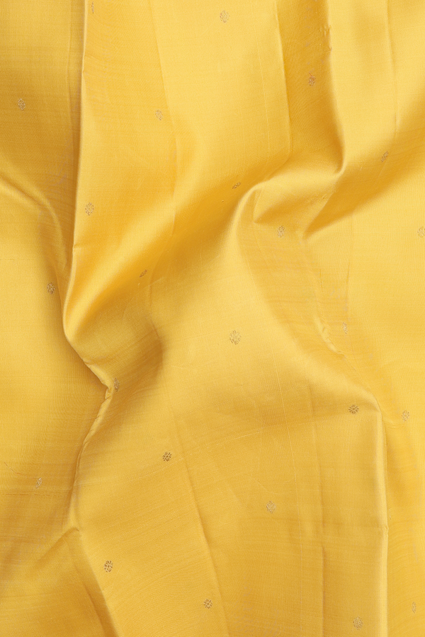 Kanchipuram Silk Saree In Royal Yellow With Zari Buttis