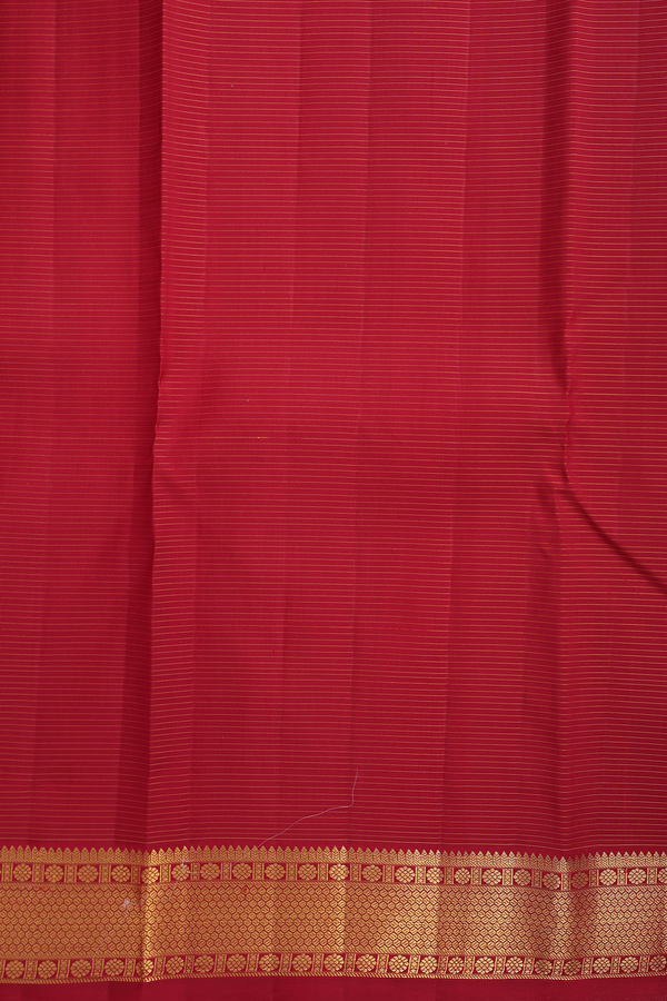 Kanchipuram Silk Saree In Ruby Red Stripes With Buttas