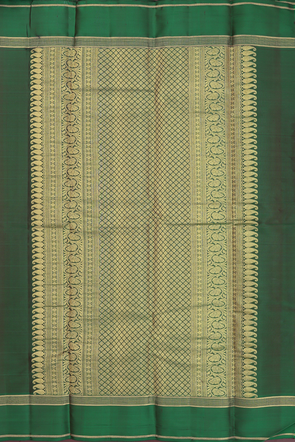 Kanchipuram Silk Saree In Ruby Red With Checks Design