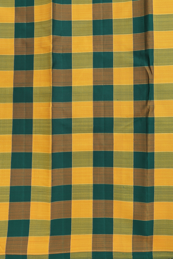 Kanchipuram Silk Saree In Ruby Red With Checks Design