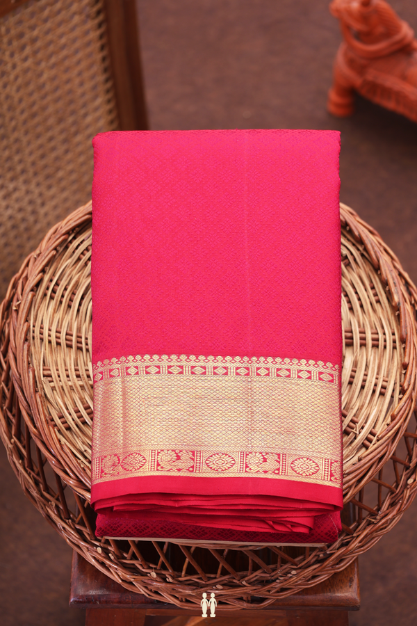 Kanchipuram Silk Saree In Ruby Red With Jacquard Pattern