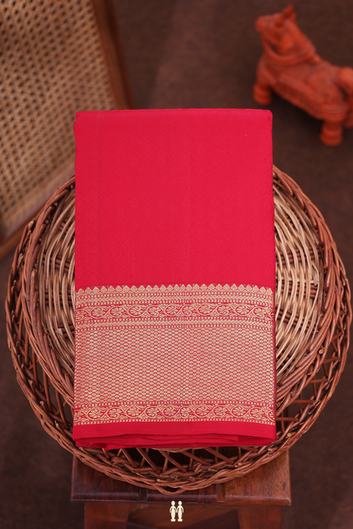 Kanchipuram Silk Saree In Ruby Red With Jacquard Pattern