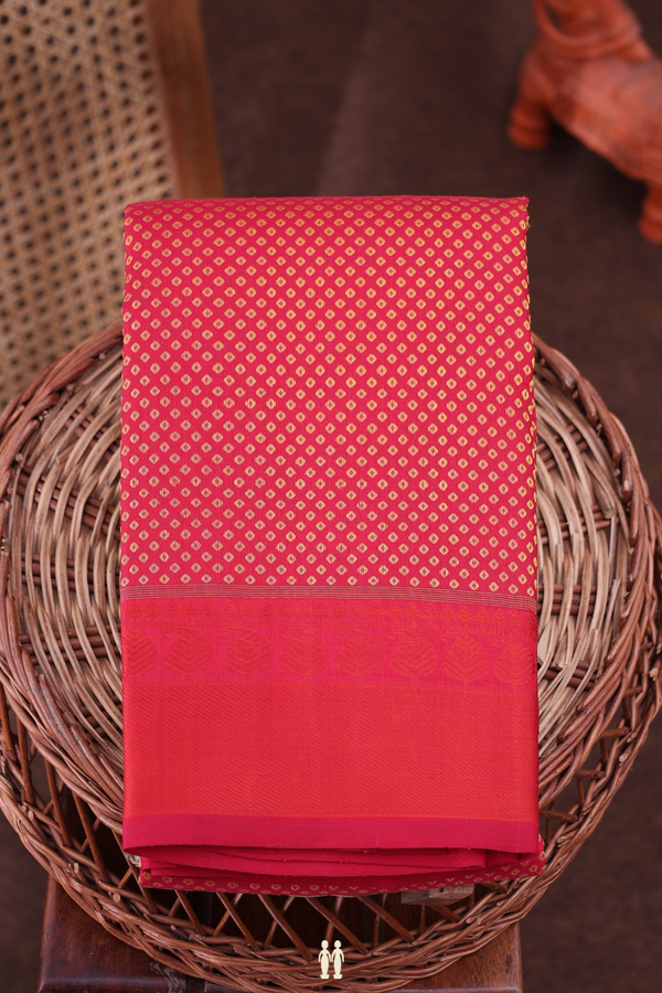 Kanchipuram Silk Saree In Ruby Red With Jacquard Pattern