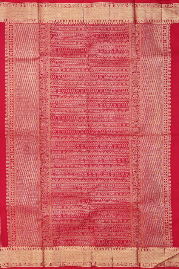 Kanchipuram Silk Saree In Ruby Red With Jacquard Pattern