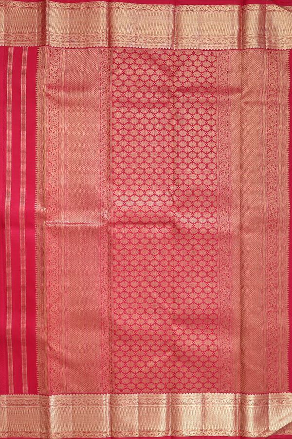 Kanchipuram Silk Saree In Ruby Red With Jacquard Pattern