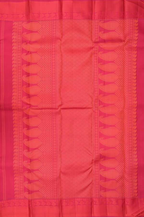 Kanchipuram Silk Saree In Ruby Red With Jacquard Pattern