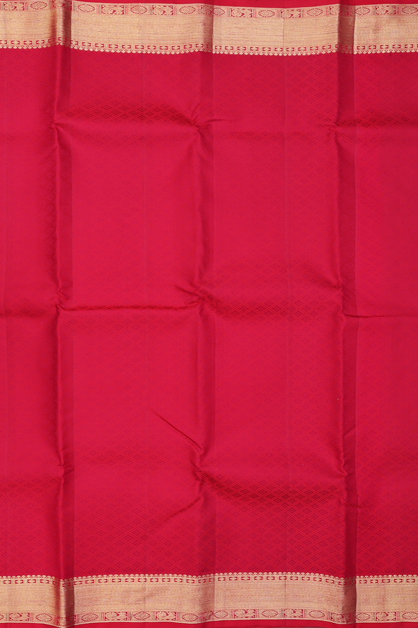 Kanchipuram Silk Saree In Ruby Red With Jacquard Pattern