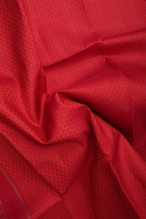 Kanchipuram Silk Saree In Ruby Red With Jacquard Pattern