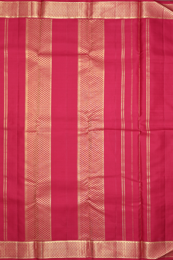 Kanchipuram Silk Saree In Ruby Red With Paisley Buttas