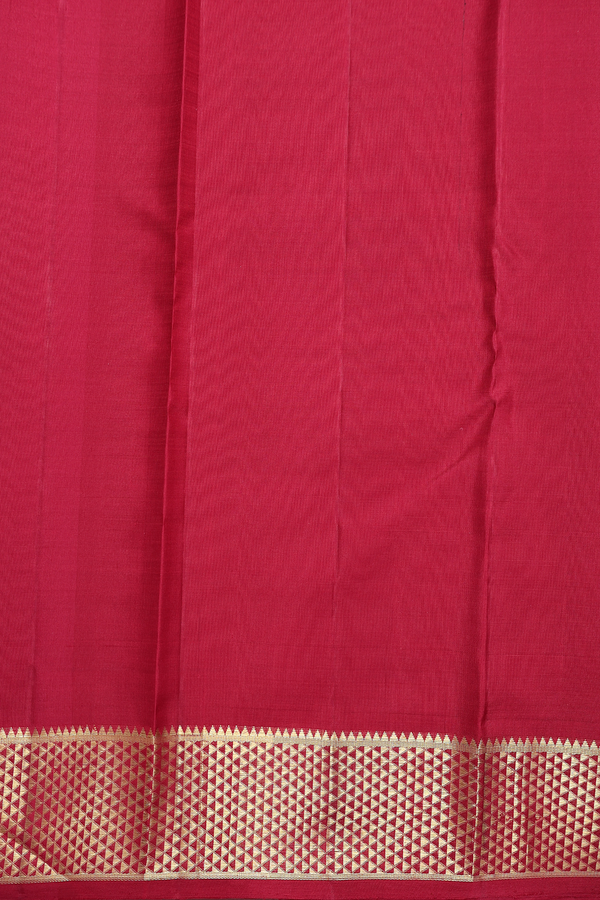 Kanchipuram Silk Saree In Ruby Red With Paisley Buttas