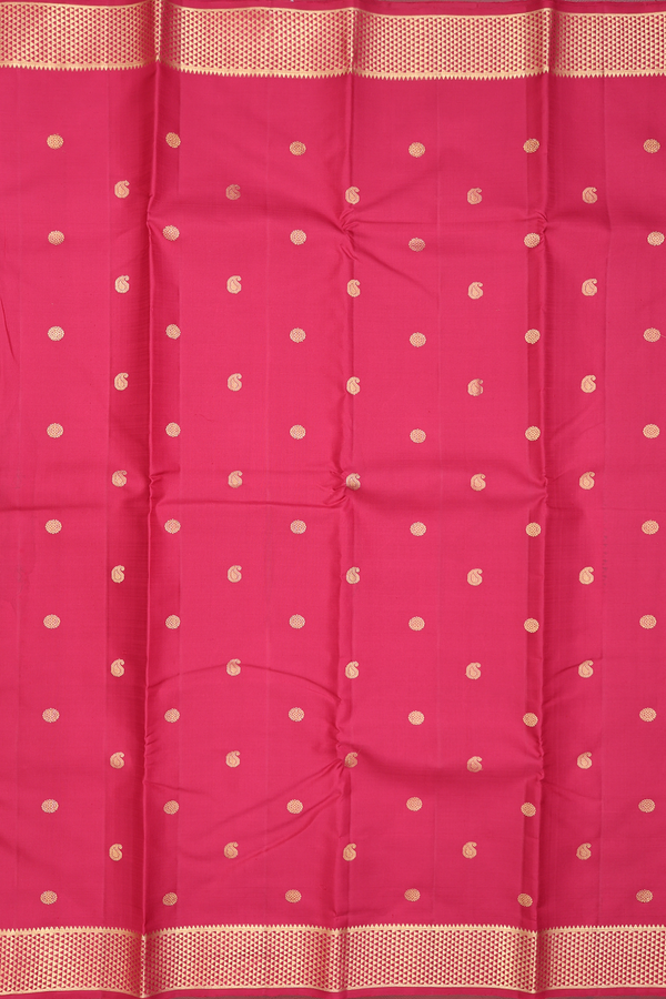 Kanchipuram Silk Saree In Ruby Red With Paisley Buttas