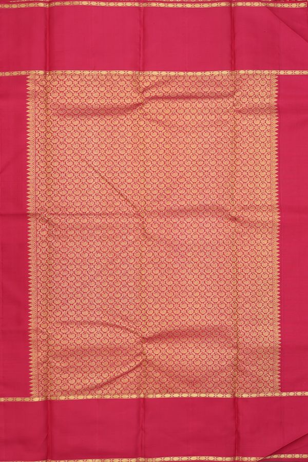 Kanchipuram Silk Saree In Ruby Red With Stripes Design