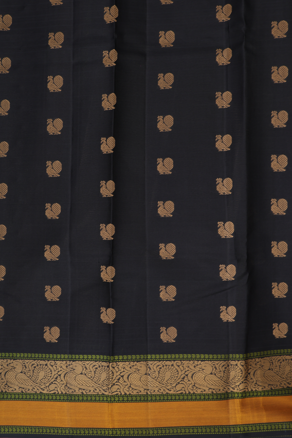 Kanchipuram Silk Saree In Ruby Red With Stripes Design