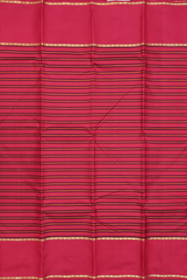 Kanchipuram Silk Saree In Ruby Red With Stripes Design
