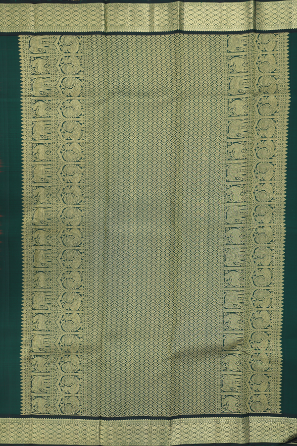 Kanchipuram Silk Saree In Ruby Red With Zari Buttas