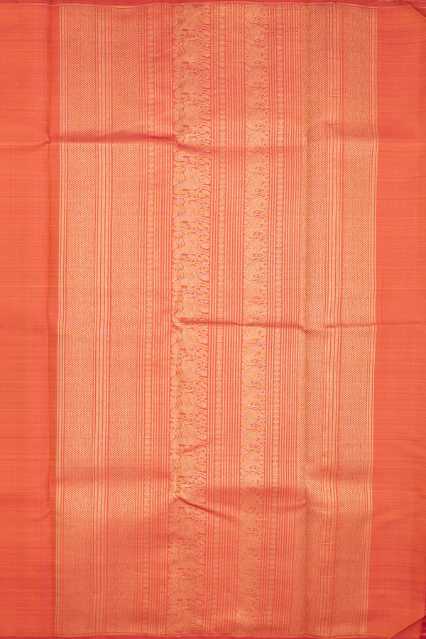 Kanchipuram Silk Saree In Rust Orange With Horse Design