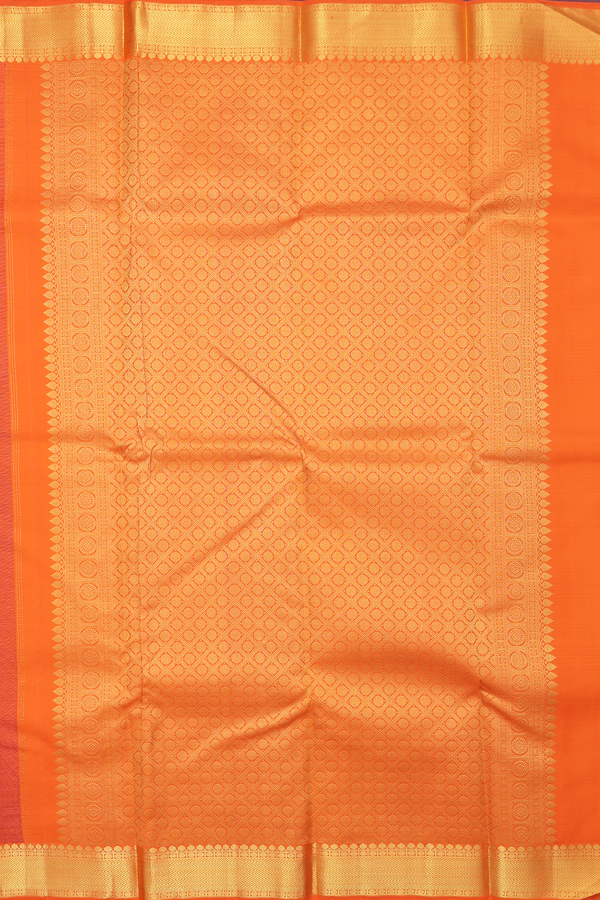 Kanchipuram Silk Saree In Rust Orange With Jacquard Pattern