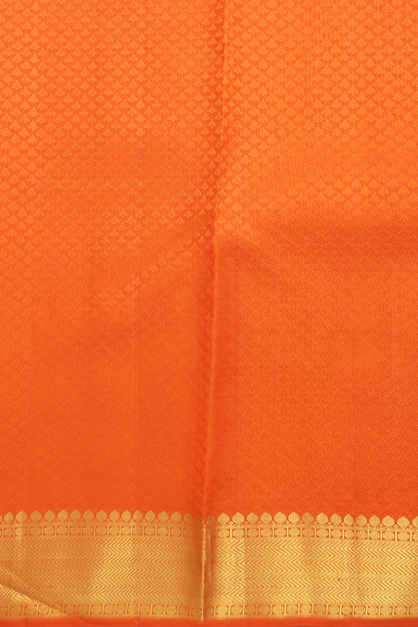 Kanchipuram Silk Saree In Rust Orange With Jacquard Pattern