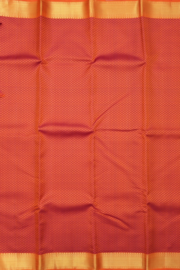Kanchipuram Silk Saree In Rust Orange With Jacquard Pattern