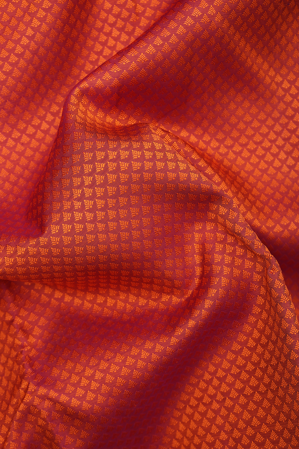 Kanchipuram Silk Saree In Rust Orange With Jacquard Pattern