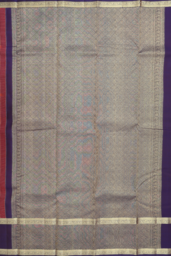 Kanchipuram Silk Saree In Rust Orange With Zari Buttas