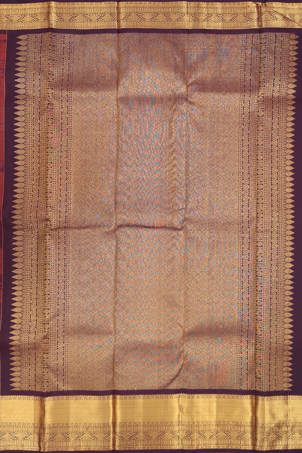 Kanchipuram Silk Saree In Rust Orange With Zari Buttas