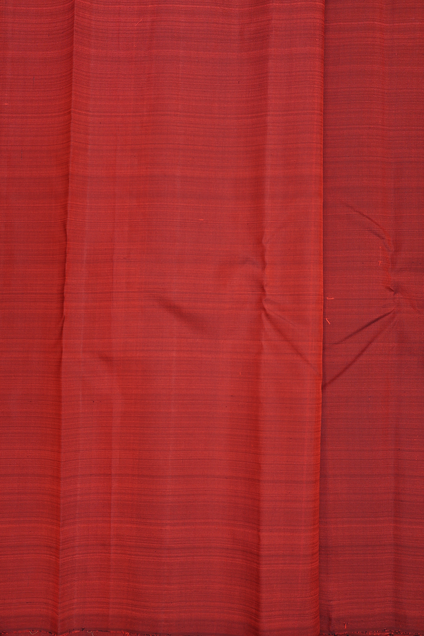 Kanchipuram Silk Saree In Rust Red With Deer Buttas