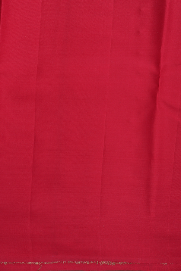 Kanchipuram Silk Saree In Rust Red With Peacock Chakram Buttas